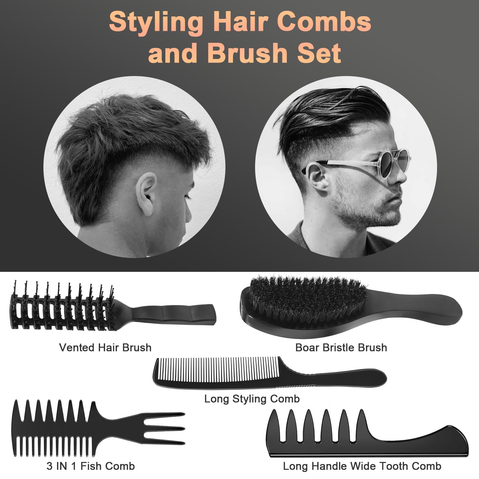 Pettine Per Barba E Capelli Con Setole Di Cinghiale E Denti In Nylon – Manico In Legno, 21.2x3.5 Cm, Per Styling E Volume