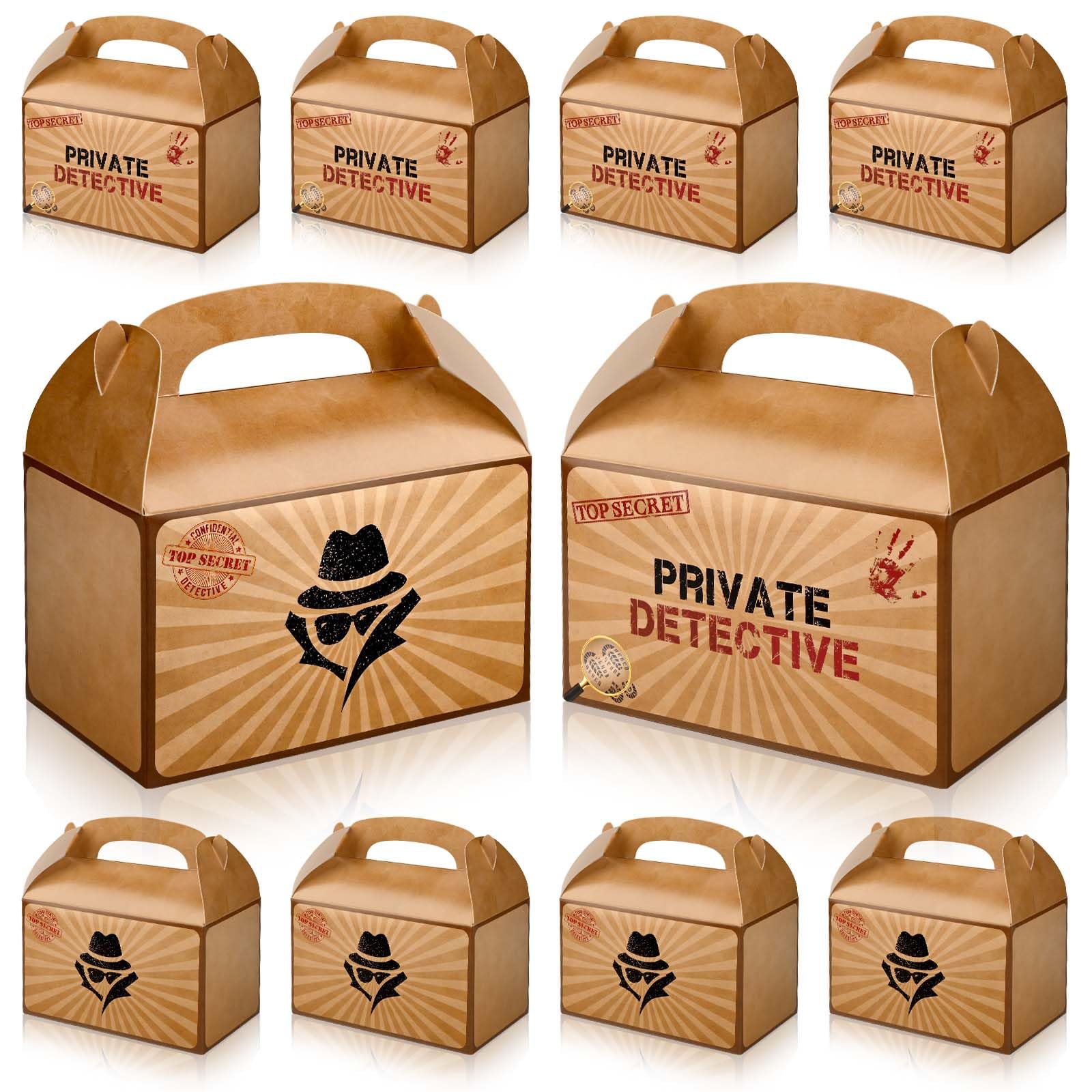 Bolsome 16Pcs Top Secret Party Favor Boxes Mystery Spy Theme Candy Treat Boxes Escape Room Goodie Gift Boxes For Birthday Party Baby Shower Supplies 5.9 * 3.5 * 5.5inches