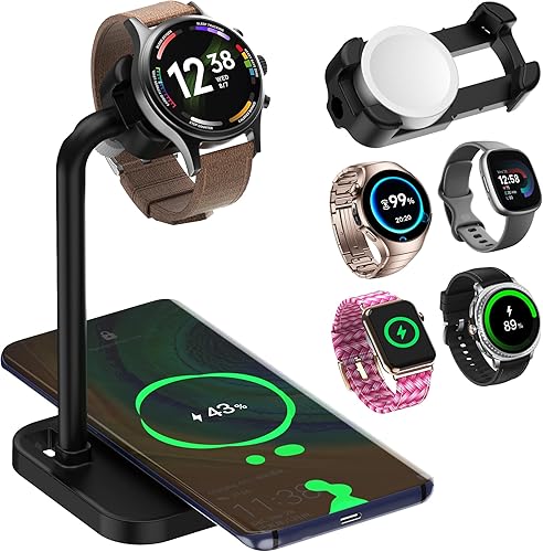 Miniatura 8 de Soporte de carga para reloj inteligente para iWatch Series SE 7, 6, 5, 4, 3, 2, 1, compatible con Samsung Galaxy Watch, Huawei Watch GT 3 2e, LG,