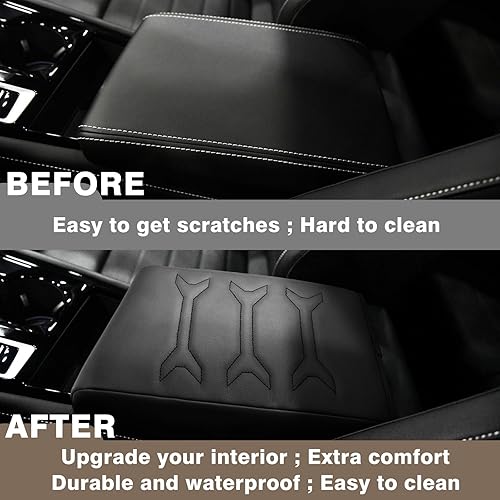 Miniatura 3 de Muslogy Funda para reposabrazos de consola central Atlas & Cross Sport 2024 2025, protector de cuero vegano extra suave, compatible con accesorios