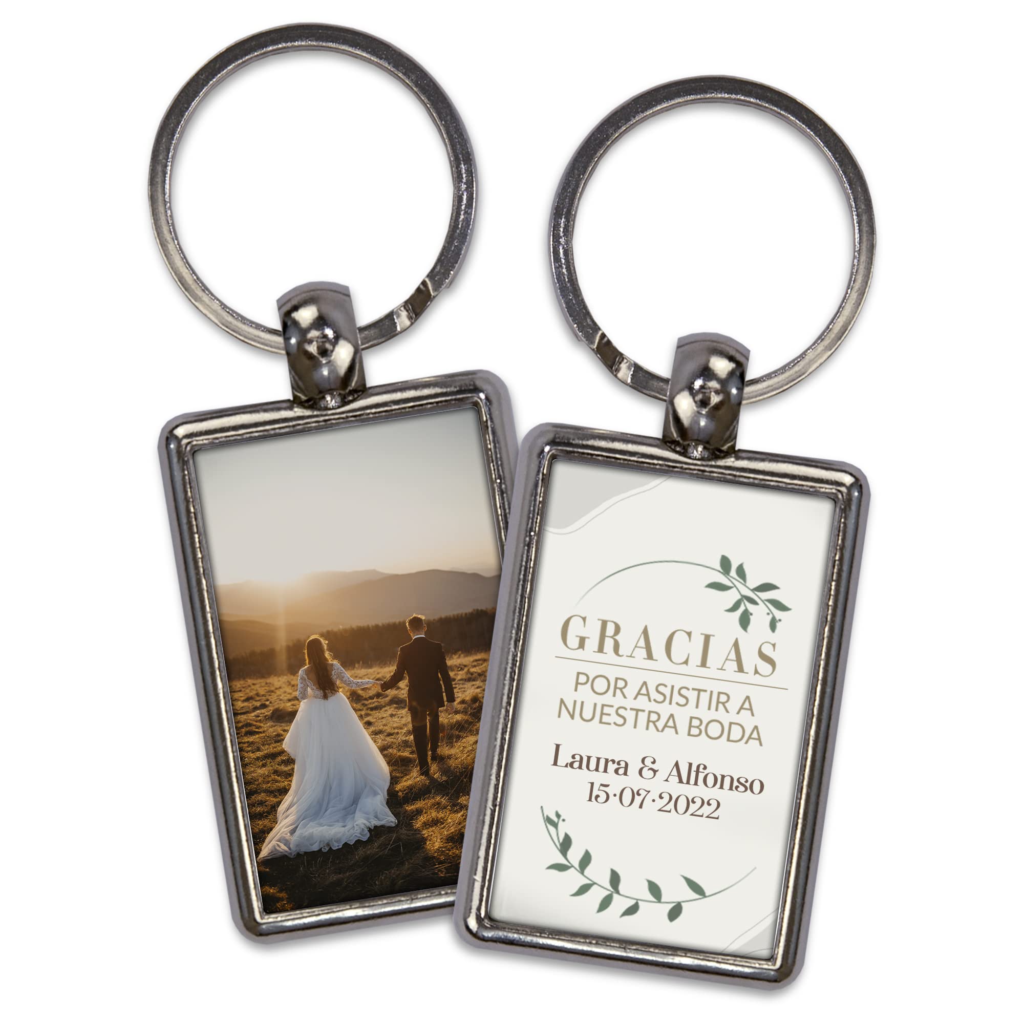 Llavero Personalizado. Regalos Invitados Boda. Regalo Boda. Personalizado a 2 Caras. Con Foto. Varios Diseños.Precio por Cantidad.