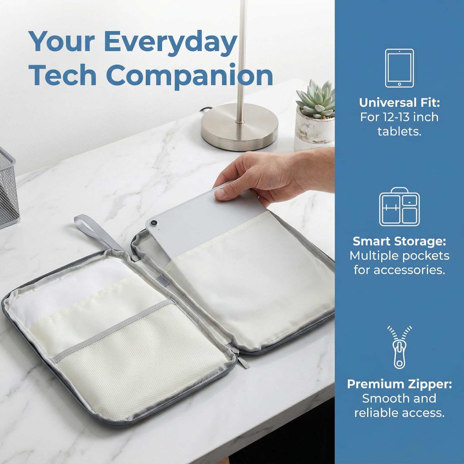 Custodia Protettiva per Tablet 12-13 Pollici con Maniglia, Borsa Universale Impermeabile con Tasche Multiuso, Tablet Sleeve Carrying Case Sleeve Imbottita Antiurto per Viaggio Lavoro e Regalo