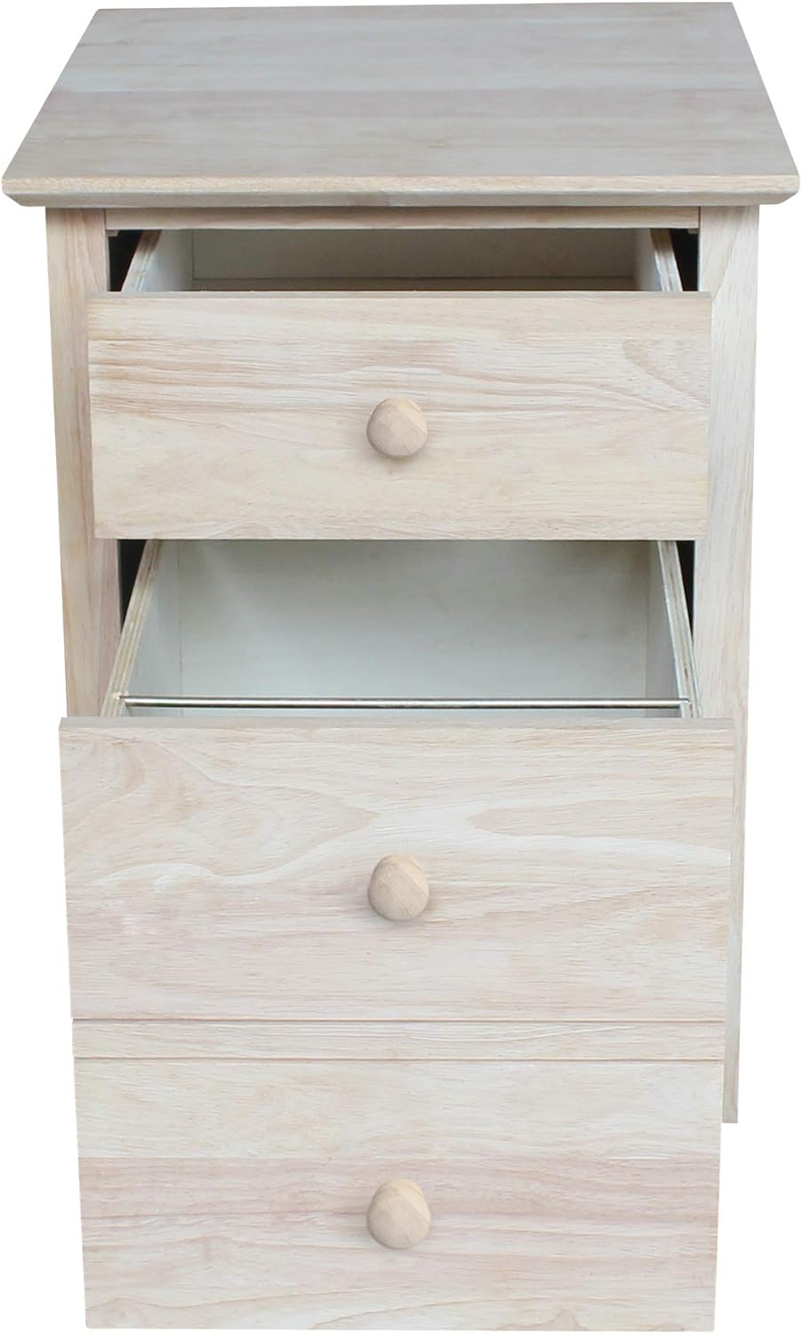 IC International Concepts, Two-Drawer File Cabinet, Solid Real Wood, Sturdy Parawood, Home Office/Study/Living, 8.1"W x 20.9"D x 25.4"H, Customizable Paint/Stain Ready, Unfinished
