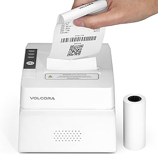 Thermal Receipt Printer, 80mm USB/Bluetooth POS QR Code Printer with Auto Cutter for Cash Drawer/ESC/POS, Compatible with Android/Windows/Linux, Retailer & Restaurant Kitchen Use, Wall Mount, White