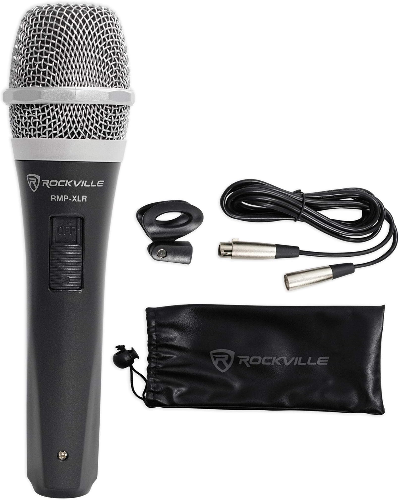 Rockville RMP-XLR Dynamic Super Cardioid Microphone, 10ft XLR Cable, Rugged Plastic Body, Clear Sound, M-06 Cartridge, for Vocals and Instruments