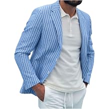 Blazer Men's Blazer Suit Jacket Regular Fit Stripes Business Suit Coat White Classic Sport Slim Fit Suit Jacket Modern Casual Jacket Wedding Party Tuxedo Dinner Jacket