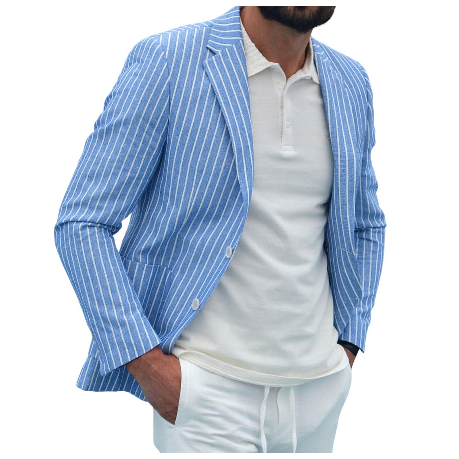 pvucpot Giacche da Uomo in Cotone Lino da Uomo Slim Fit Casual Blazer Due Bottoni Giacche Eleganti Classico Giacche e Cappotti