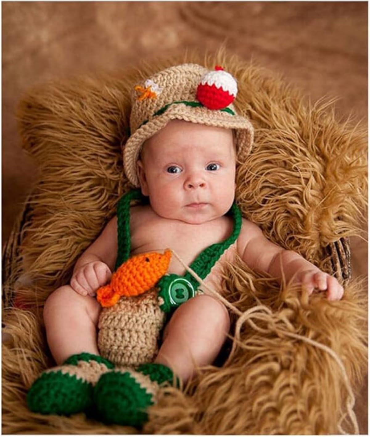 Lgvhydh Newborn Baby Photography Props Outfits Cute Crochet Kintted Fisherman Set Infant Baby Boy Girl Photoshoot Props Costume ﻿