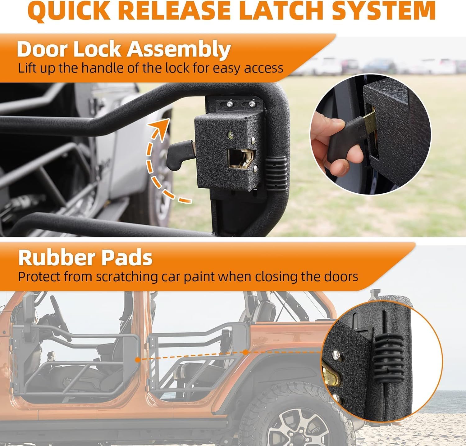 4-Door Tubular Half Doors with Mirrors - Compatible with 2018-2024 Jeep Wrangler JL/JLU & 2020-2024 Gladiator JT - Heavy-Duty Steel Off-Road Doors for Summer Trail Adventures