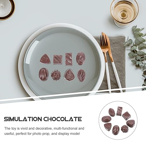 Miniatura 8 de Ciieeo 8 piezas de accesorios de chocolate falso, modelos de chocolates simulados, postre sintético a granel