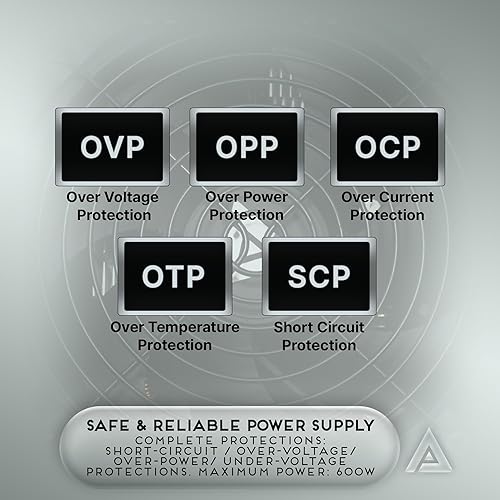 Miniatura 4 de Apevia SPIRIT600W Spirit 600W ATX Fuente de alimentación con ventilador de 4.724 in controlado térmicamente automáticamente, interruptor de 115/230