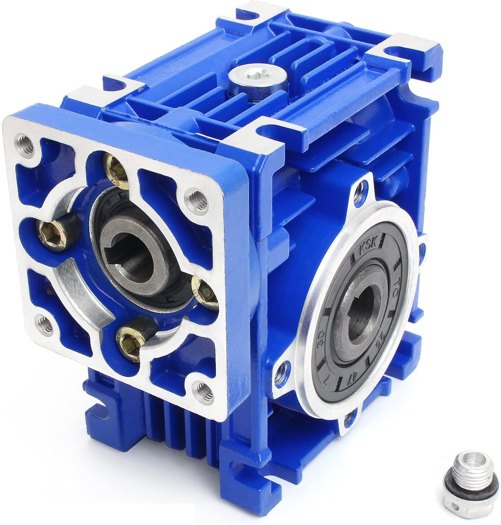 CNCTOPBAOS NMRV030 Worm Gear Reducer Speed Ratio 10:1 RV30 NMRV-030 Worm Gearbox Speed Reducer Square Type for Nema23 Stepper Motor/Servo Motor NMRV30 Output Bore/Hole 14mm Shaft