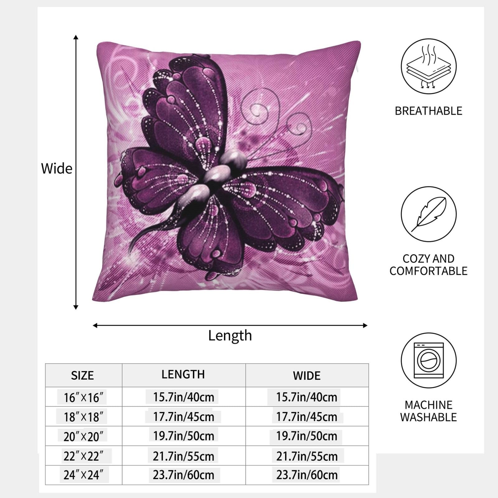 Federe decorative in finto lino con stampa di farfalle, 2 set