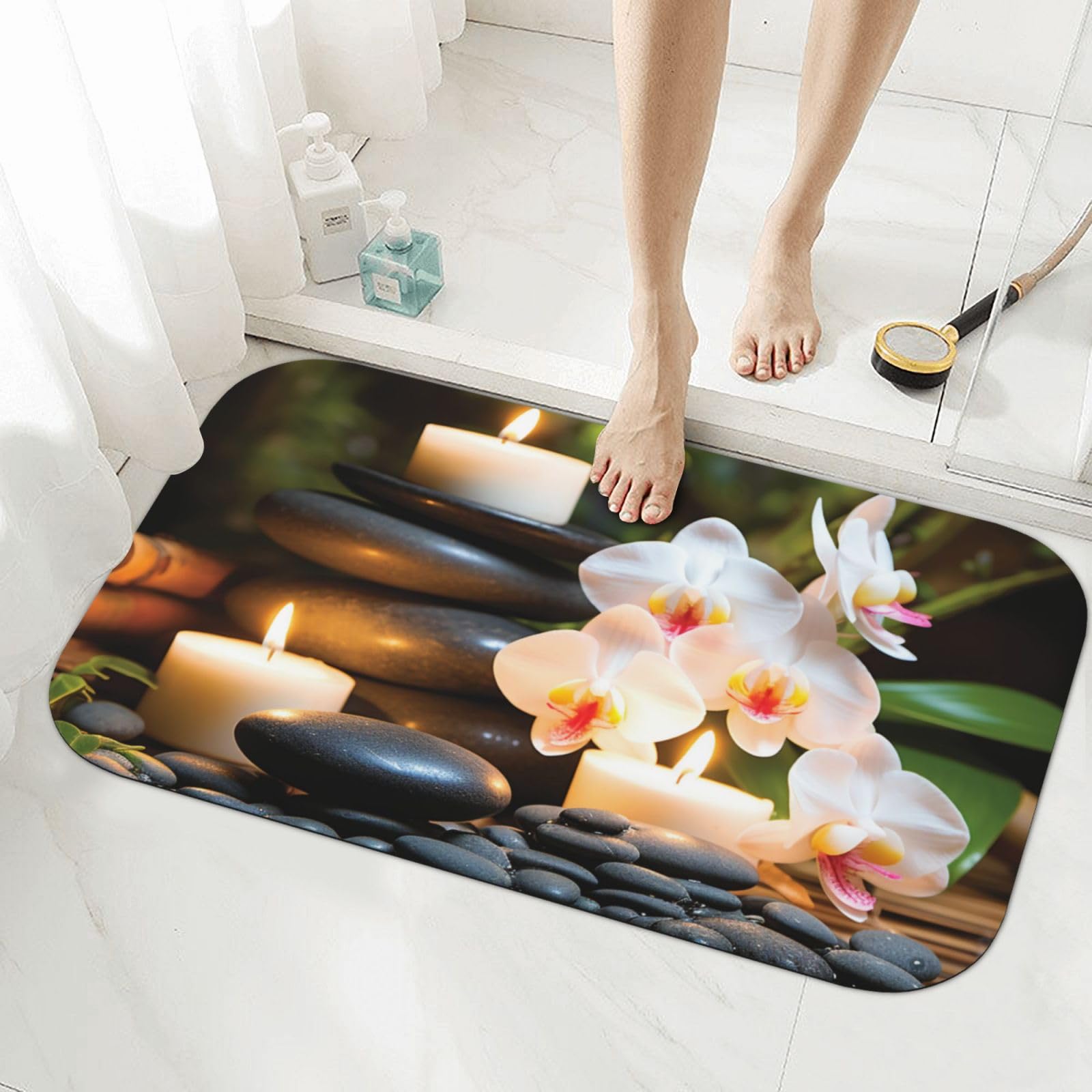 Tapis de douche en diatomite super absorbant et séchage rapide pour la salle de bain