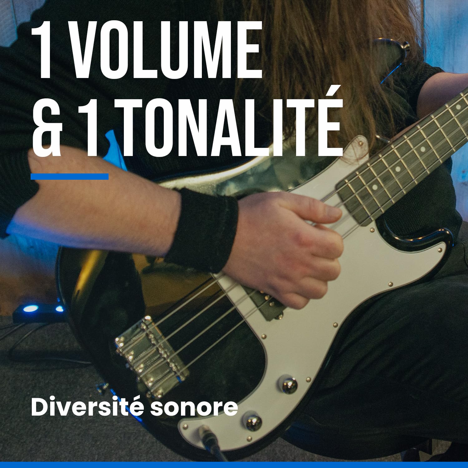 Basse électrique Woodbrass PB100 Noire - Guitare basse polyvalente idéale pour débuter - Corps forme PB Frêne Touche érable - Style rock, pop, funk, blues, hard, jazz