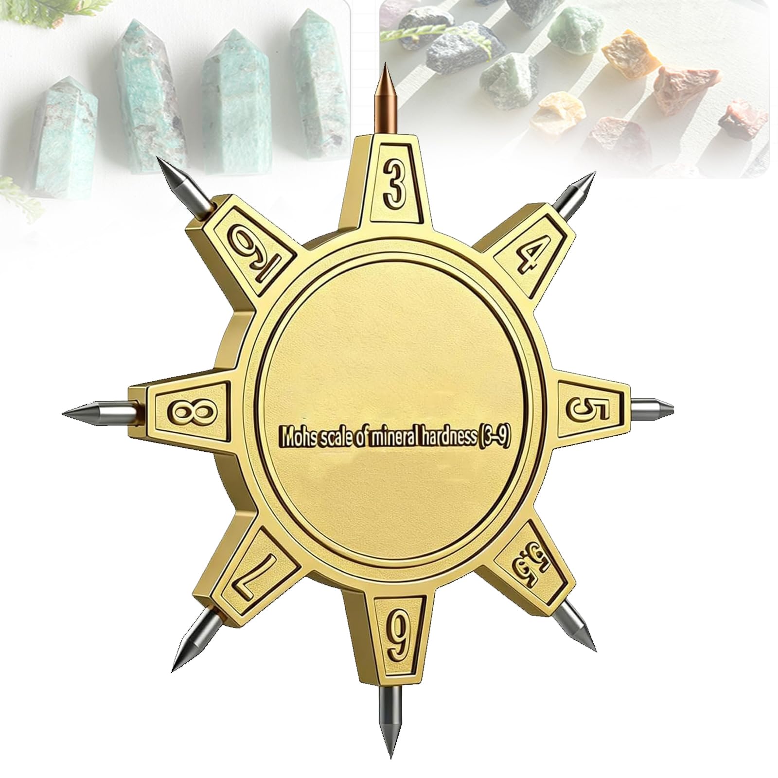 TsoLay Portable 3-9 Scratch Tester, Mohs Hardness Test Kits with Gold 8-Pointed Star Design, Interpolated Value To 5.5 Quick Testing and Easy To Operate for Geologists Rock Collectors Educators