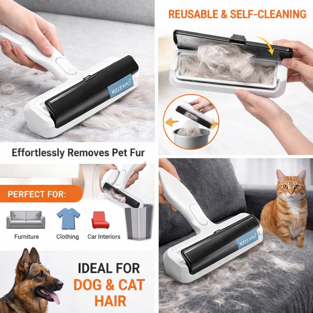 Herramienta para quitar pelo de mascotas, rodillo de pelusas para pelo de gatos y perros, ideal para muebles, alfombras, ropa y ropa de cama, removedor de pelo de mascotas, removedor de pelo