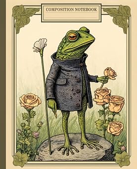 Composition Notebook Vintage Frog and Roses Illustration Aesthetic College Ruled Journal, Victorian Illustration Cover for School, College, Office, Work, Notes