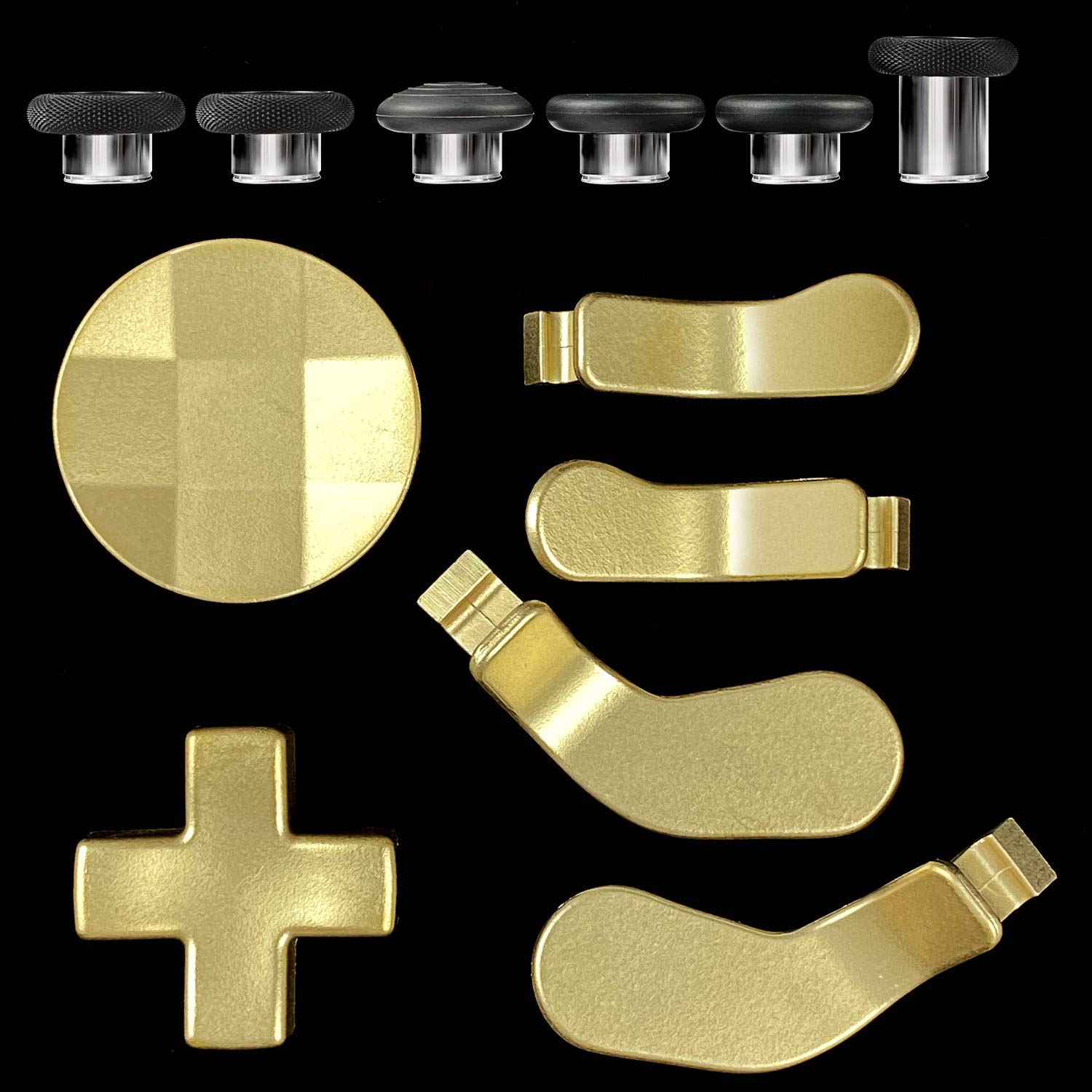 YuanKanJu Quartet Trade Elite Kit Accessory for Xbox One Elite Series 2, Gaming Accessory Replacement, Metal Mod Swap Joysticks, Paddles, D-Pads (Golden)