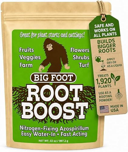 Big Foot Probiotic Root Boost Water Soluble Powder for Established Plants and Transplants - Grow Root Size, Increase Nitrogen, Grow New Plants from Cuttings, Pea Inoculant - 32 Ounces