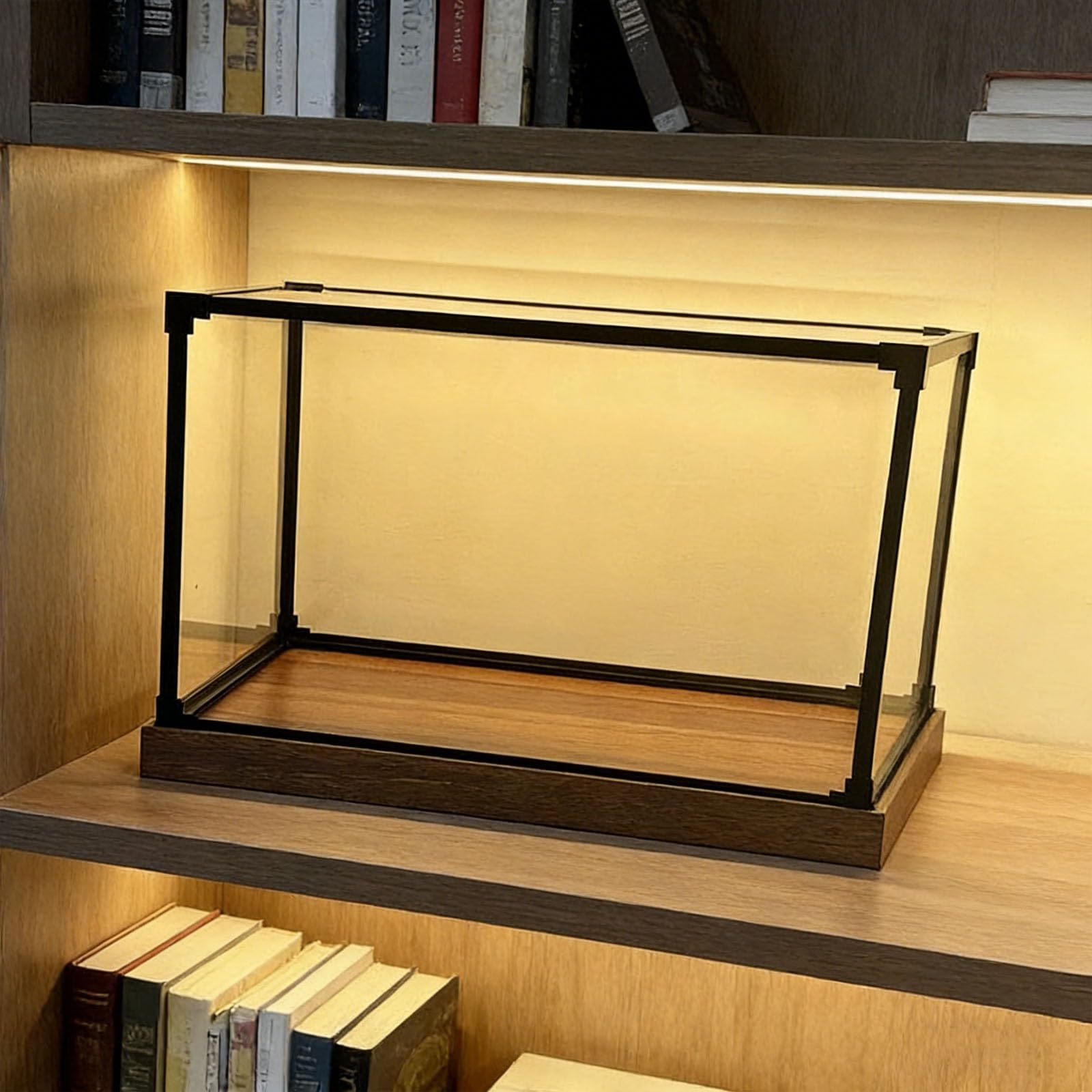 Staubdichte Box Transparente Schutzvitrine Holzboden als Alternative zu Glasvitrine Stapelbare Sammlerstücke Würfel Aufbewahrungsbox für Figuren Modelle Verkaufsveranstaltungen(35x35x35cm)
