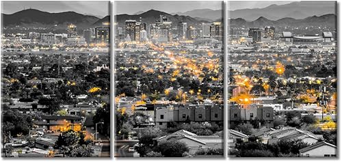 TUMOVO 3 piezas de arte de pared con diseño de horizonte de Phoenix, Arizona, Estados Unidos, imágenes del centro de Phoenix, impresiones sobre TUMOVO 3 piezas de arte de pared con diseño de horizonte de Phoenix, Arizona, Estados Unidos, imágenes del centro de Phoenix, impresiones sobre