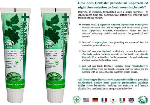 Miniatura 3 de Dentiste 2x160 G. Pasta de dientes de goma blanca con vitamina C y xitol fabricada en Tailandia