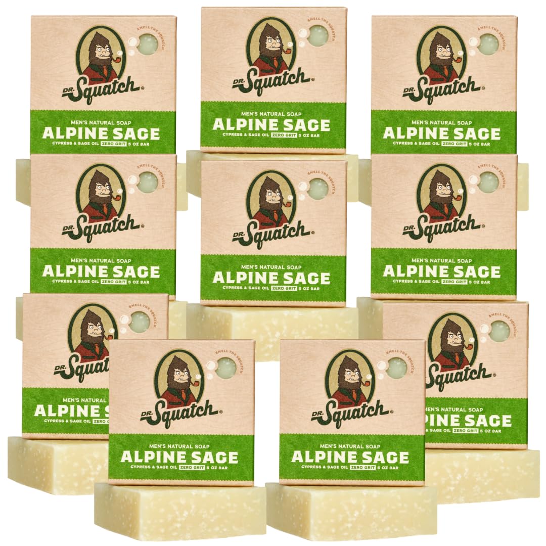 Dr Squatch Natural Bar Soap for Men - Cold Process Soap with No Harsh Chemicals - Alpine Sage