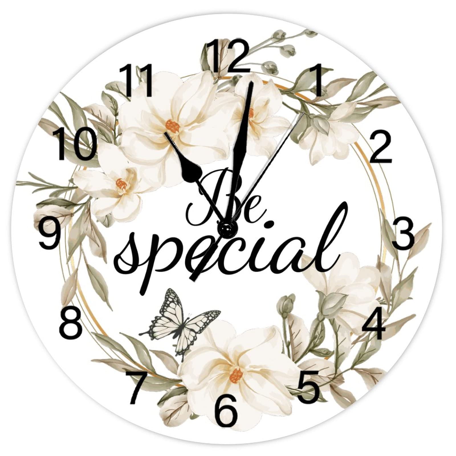 Horloge murale silencieuse en bois Be Special anti tic-tac fleur 38cm