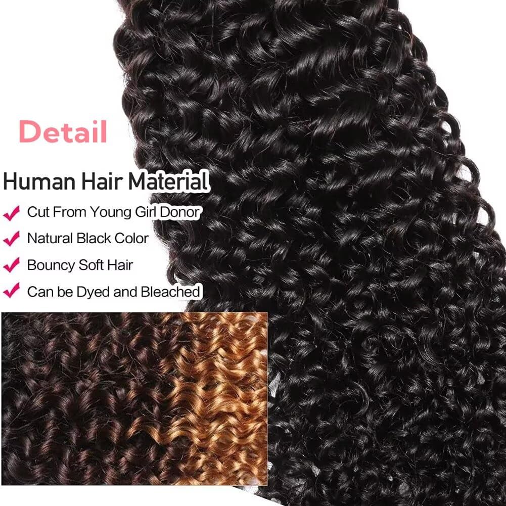 12A Curly Human Hair Bundles 100% Unprocessed Kinky Curly Bundles Human Hair Soft And Thick Can Be Dyed Curly Wave 3 Bundles Natural Black Color 18 20 22 Inch - Image 4