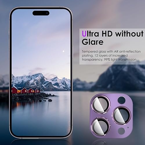 Miniatura 3 de Protector de lente de cámara para iPhone 14 Pro y iPhone 14 Pro Max, anillo de metal 3D, protector de cámara de vidrio templado HD con panel pulido