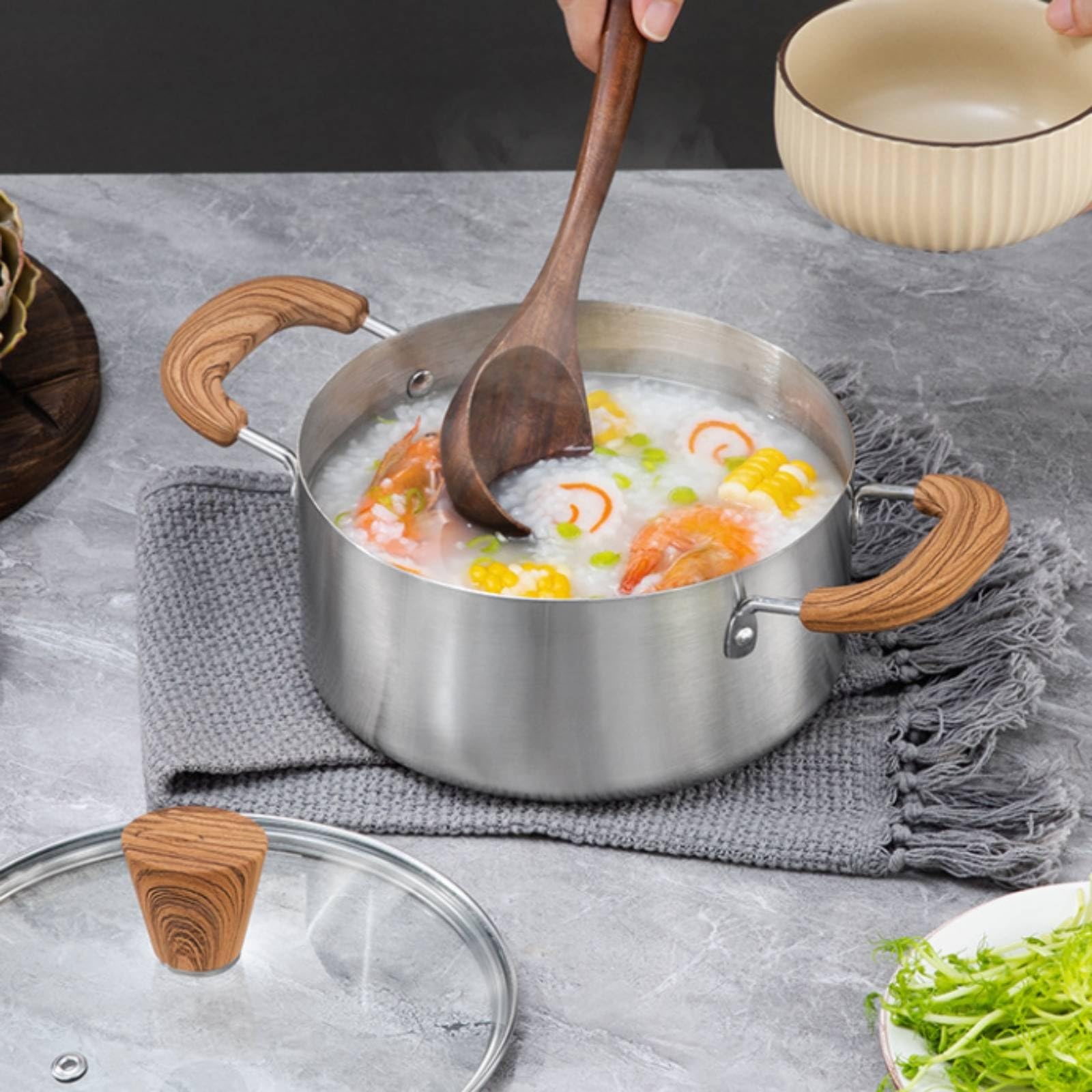 Yajuyi Kochtopf set Edelstahl Töpfe Pfannen Suppentopf Topfset mit Glasdeckel zur Sicht Beim Stabiler Boden für Gleichmäßiges Erhitzen mit Sicheren Griffen, Silbergriff, 16-18-20CM