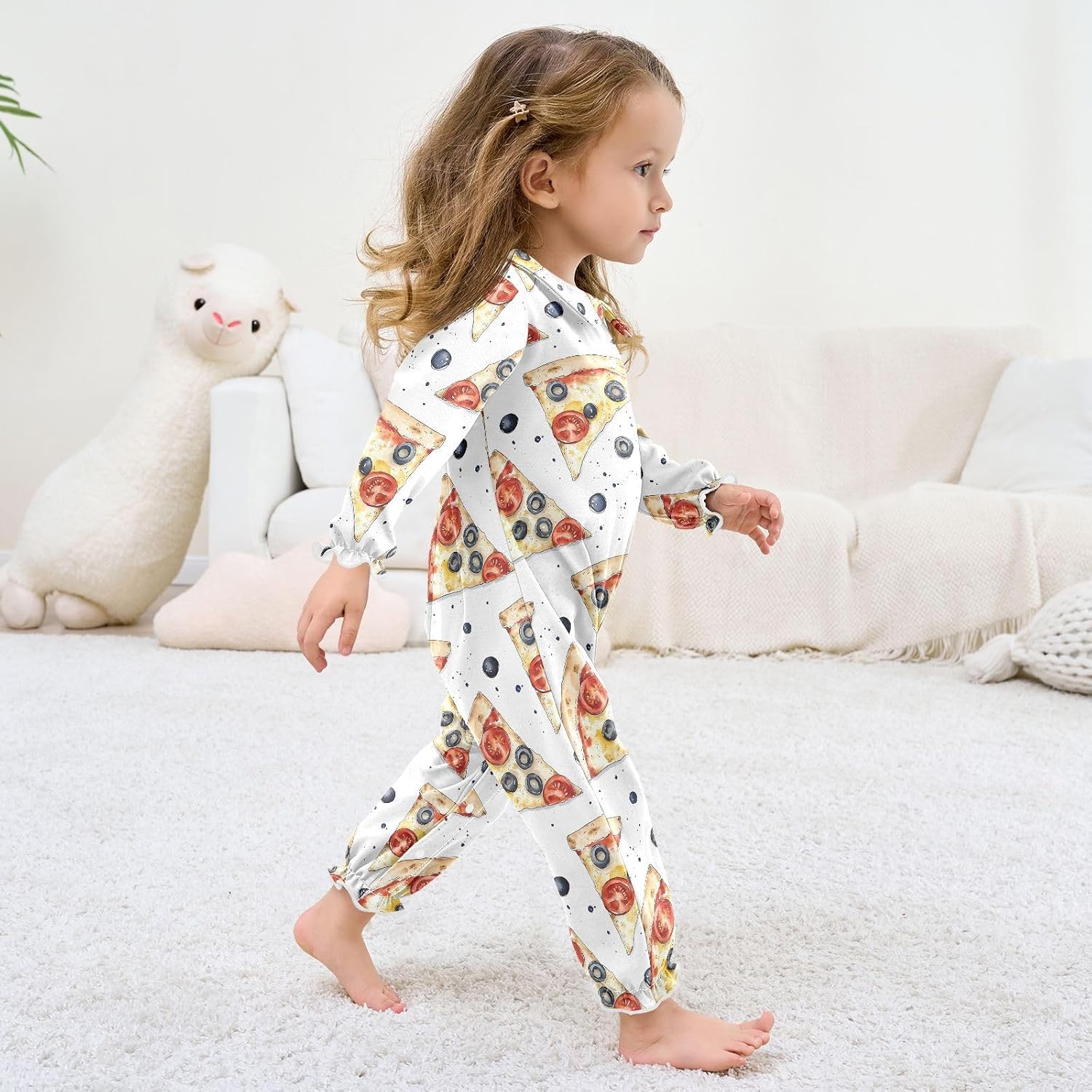 vvfelixl Baby Sleepers Margherita Pizza Long Sleeve Onesie Girl Baby Clothes for Girl Play One-piece for 0-3 months