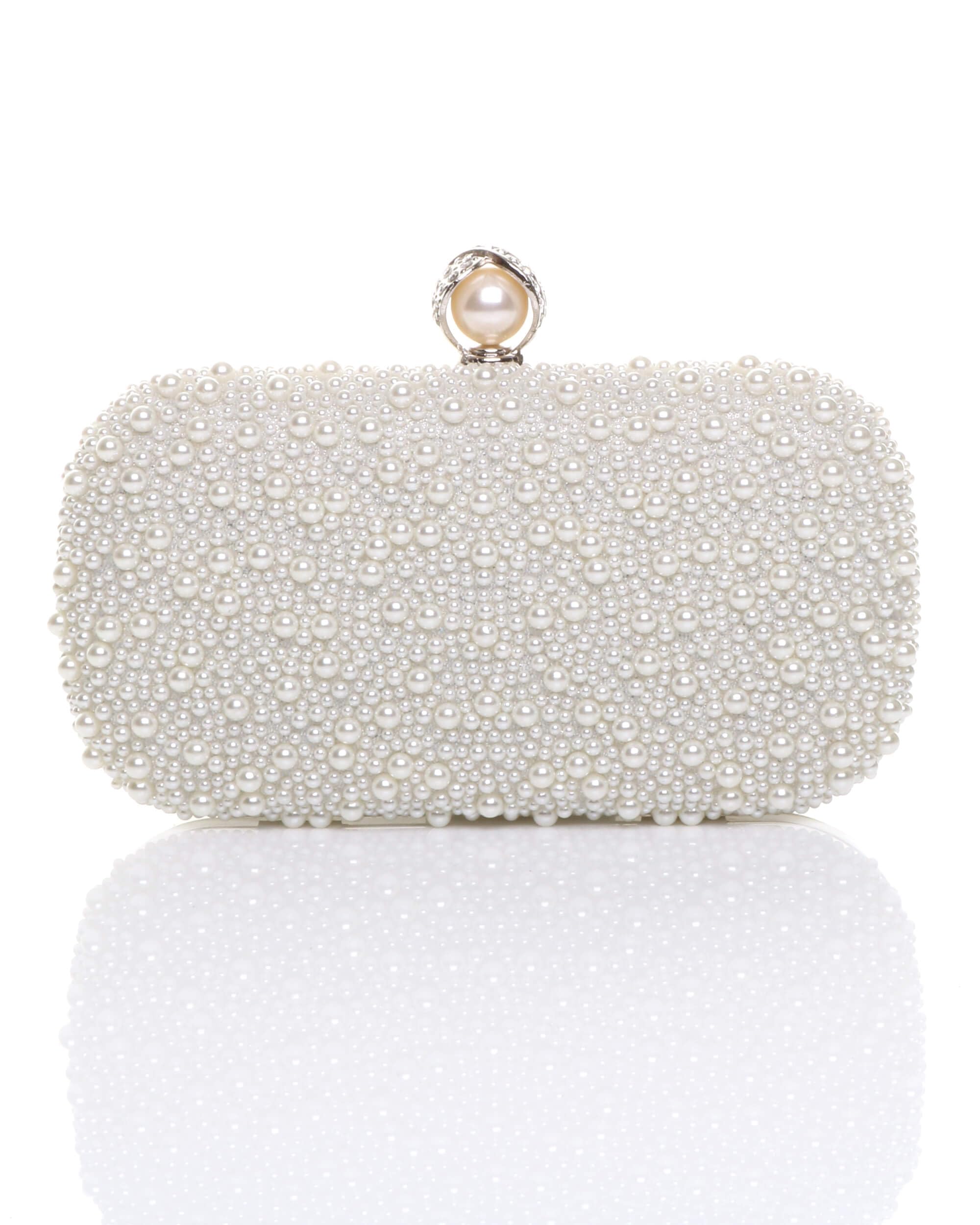 AJVANI Evening Pearl Beaded Satin Bridal Wedding Prom Party Bag