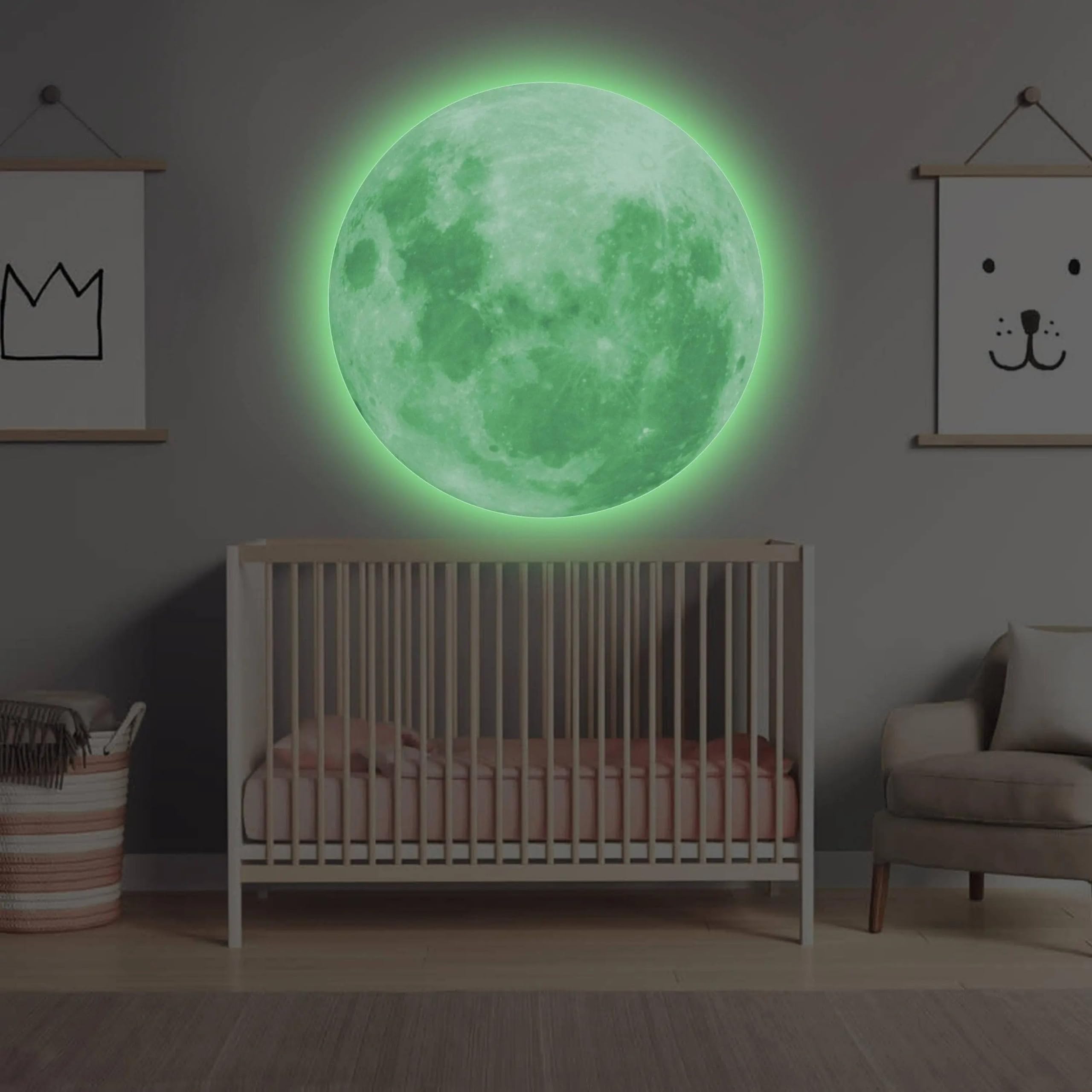 Sticker mural lumineux lunaire grand format pour rassurer enfant la nuit