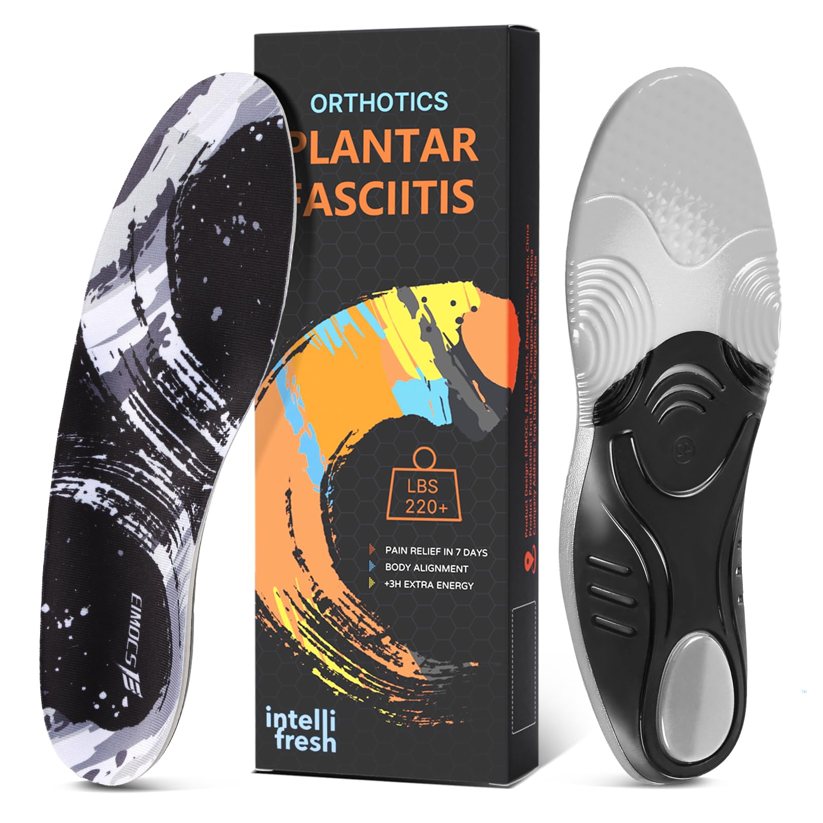 Plantar Fasciitis Pain Relief Insoles for Men and Women，Sports Inserts with Reinforced Arch Support,Ideal for Running,Walking,All-Day Standing