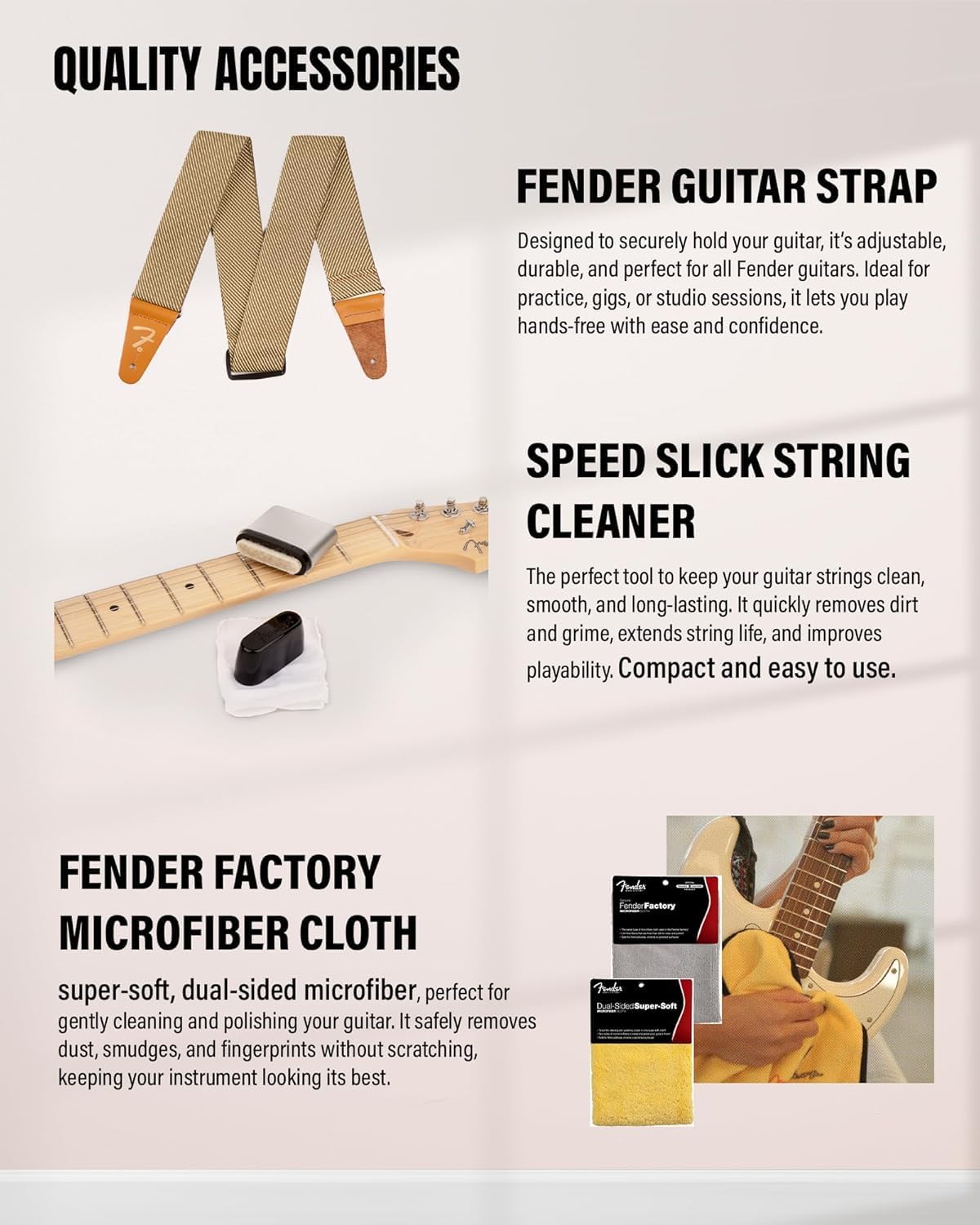 Fender Acoustasonic Standard Jazzmaster - Aged Natural Bundle with Strap, Guitar Cleaning Kit, and Austin Bazaar Instructional Video