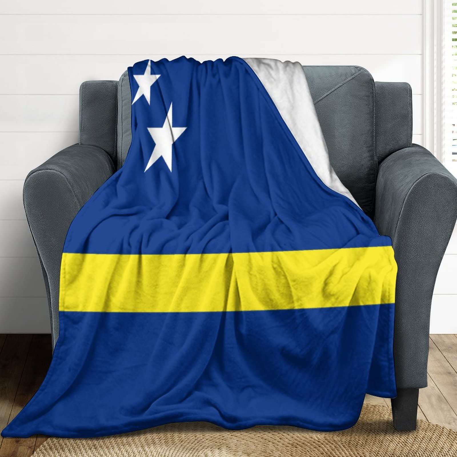 Couverture en flanelle Curacao 76x101 cm plaid doux et léger pour canapé