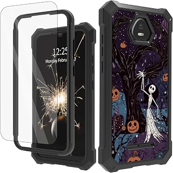 Case for SCHOK Volt SV55 with Tempered Glass Screen Protector, Full-Body Protective Shockproof Rugged Bumper Cover, Impact Resist Durable Phone Case for SV 55216 5.5",Christmas Night Story