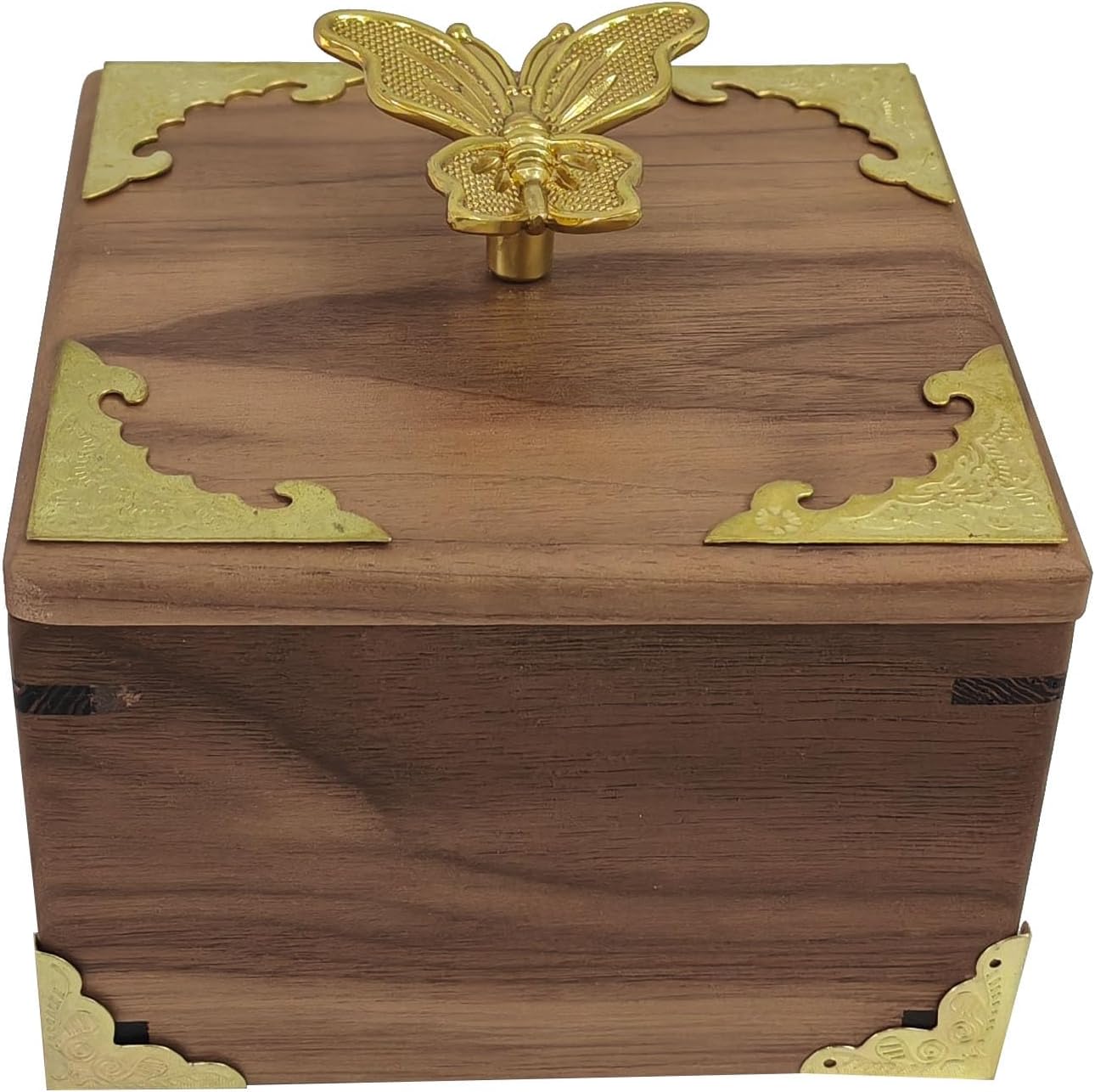 Retro Brass kit, Including Animal Handle, Corner Protector, Decorative Iron Sheet, with Screws, Suitable for DIY and Decorating Jewelry Boxes, Box not Included (Butterfly-S)