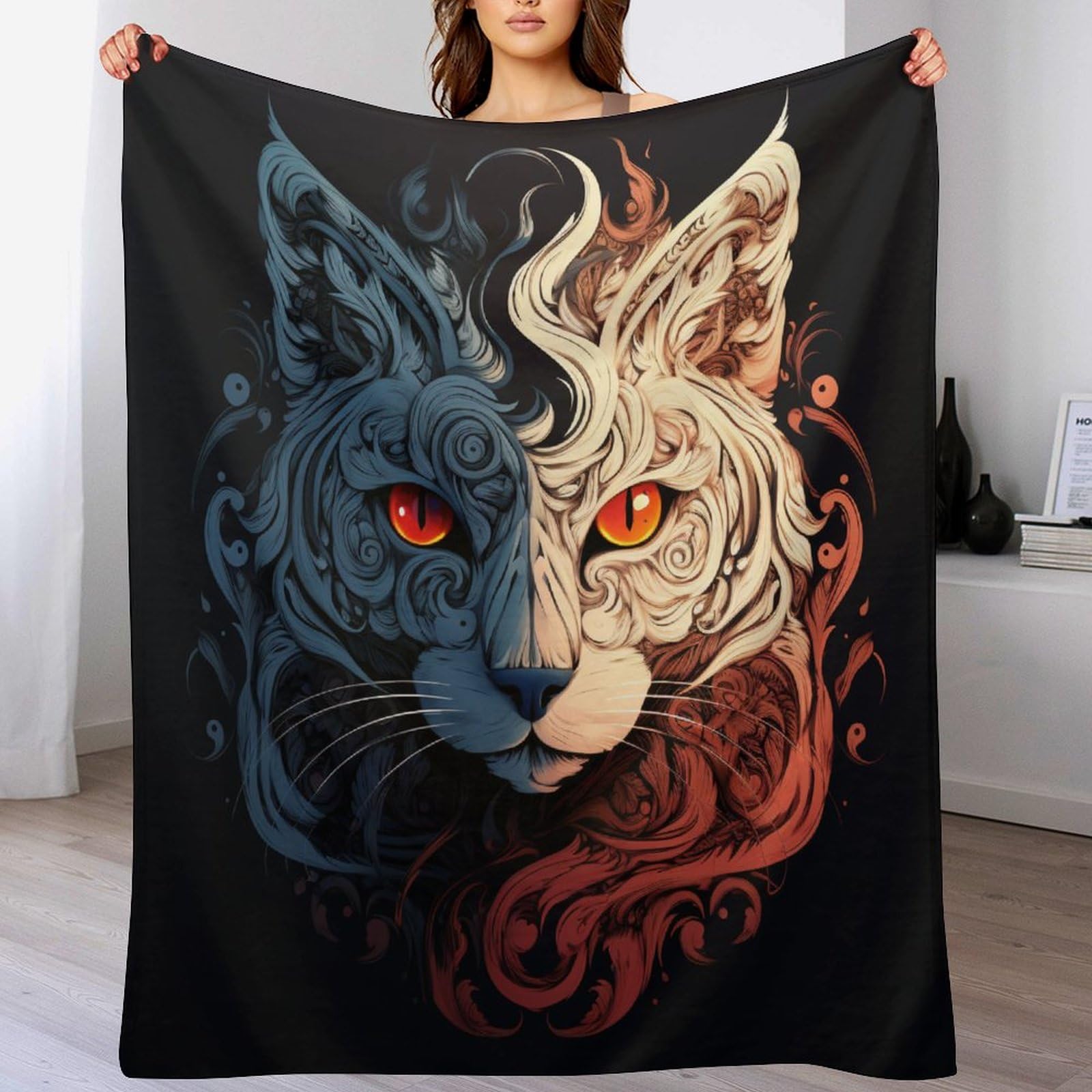 Linge de lit chat en polaire contre le froid pour canapé 130x150