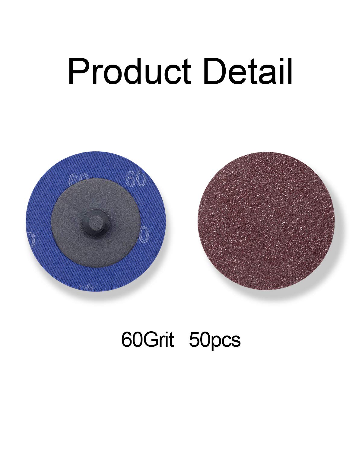 S SATC 50 PCS 2 Inch Roll Lock Disc 60 Grit Sanding Discs Set Fits Air Die Grinder Aluminum Oxide Quick Change Sanding Disc Roll Lock Assortment