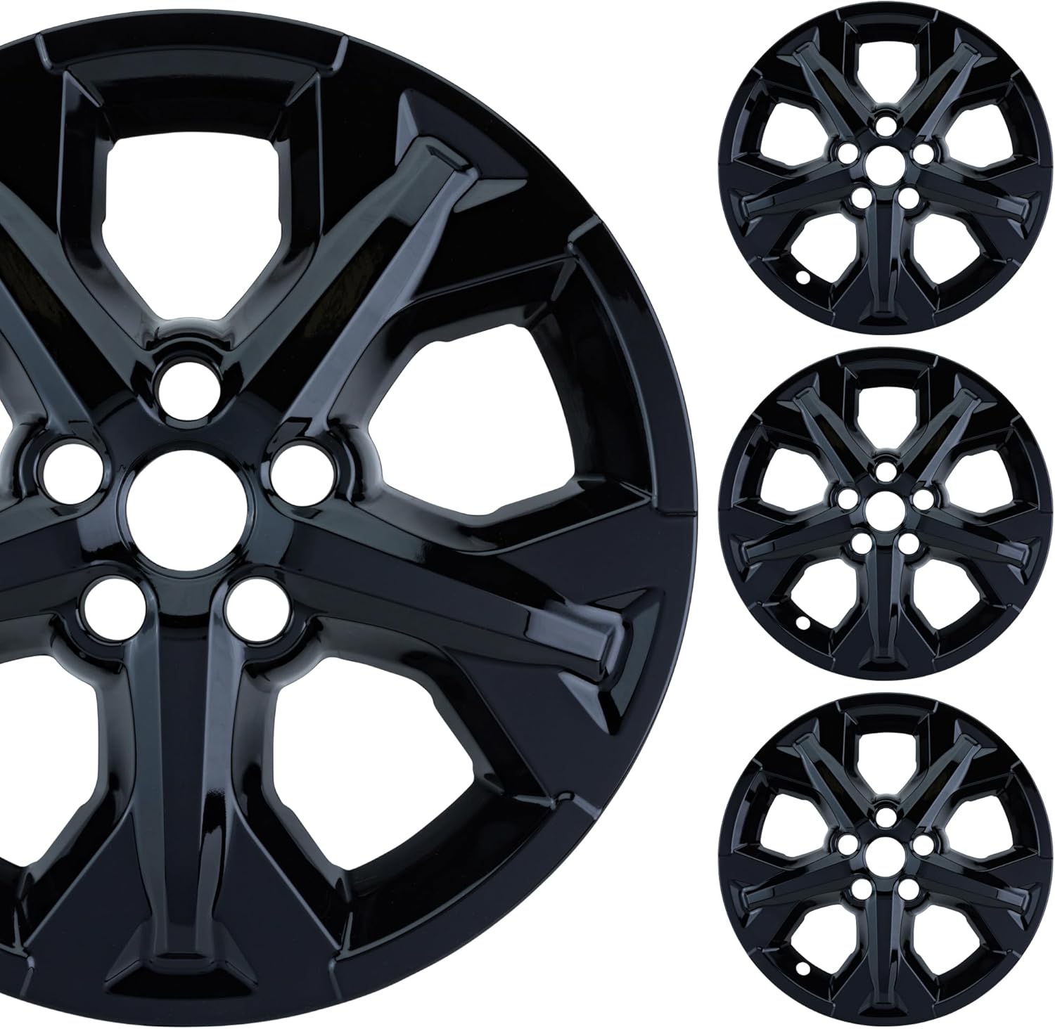 17" Gloss Black Wheel Skin Set Made Compatible with Honda HR-V LX (2023-2026) | Durable ABS Plastic Cover Hubcap | Fits Directly Over OEM Wheel