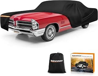 Car Cover for Pontiac Catalina 1965–1970 Waterproof All Weather | 420D Oxford Cloth + Cotton Lining Full Car Cover, UV/Dust/Rain Protection, Driver Side Zipper & Reflective Strips (Black)