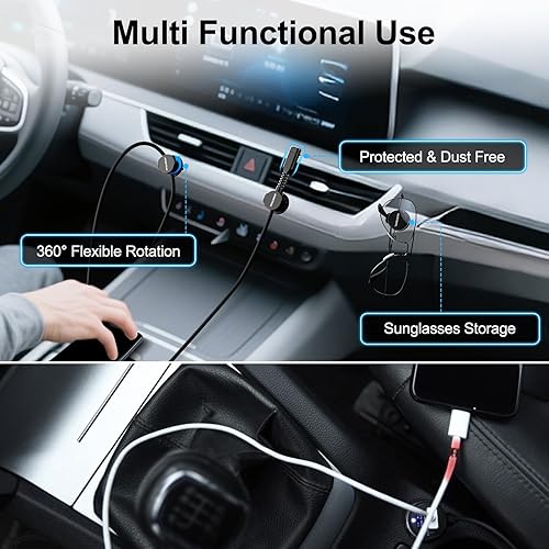 Miniatura 5 de Organizador de cables de escritorio, clips magnéticos para cables de resorte, soporte de cable giratorio, 2 proteínas de cable de carga para mesita