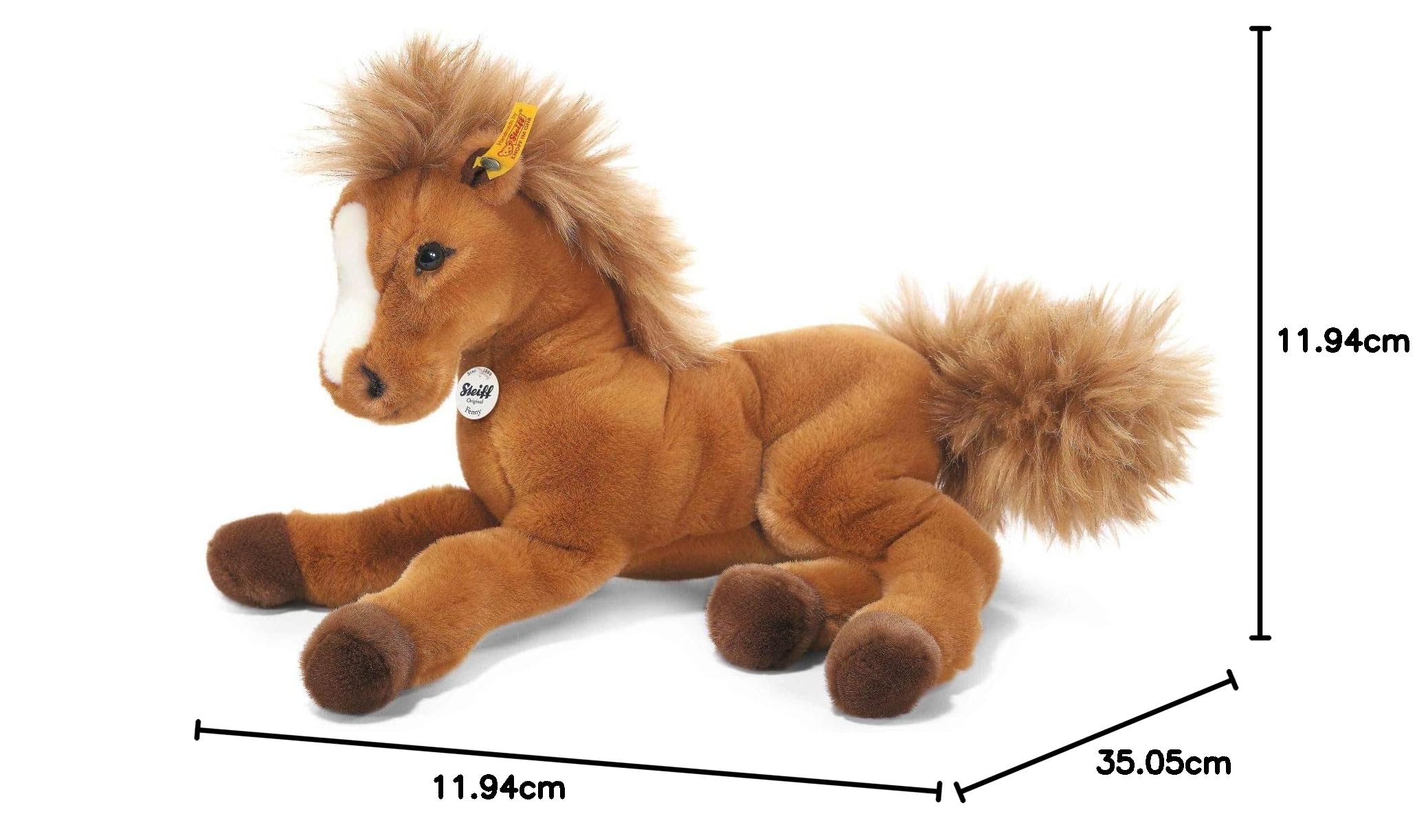 Steiff Kuscheltier Fenny Schlenker-Holsteiner, Süßes Stofftier mit Kunststoffaugen, Kinder, Jungen & Mädchen, Plüschtier 35 cm, Hellbraun, 070082