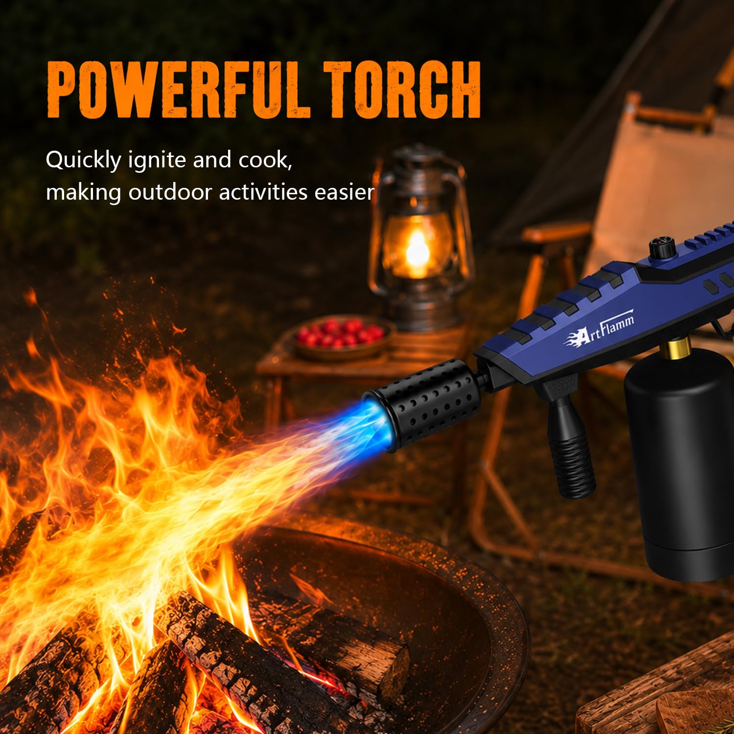 ARTFLAMM Potente soplete de propano, soplete de cocina con llama ajustable, antorcha de cocina desmontable para filetes, camping, barbacoa, soldadura (tanque no incluido)