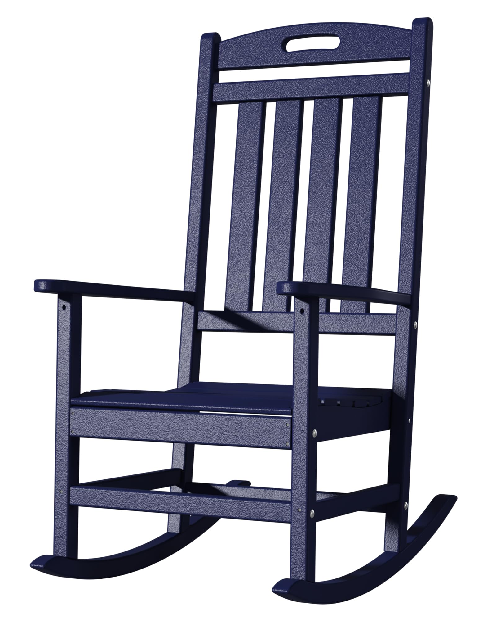 outdoor rocking chair, all-weather resistant poly lumber rocker chair outdoor, high back plastic patio rocking chairs for outside porch rocker garden lawn, navy blue