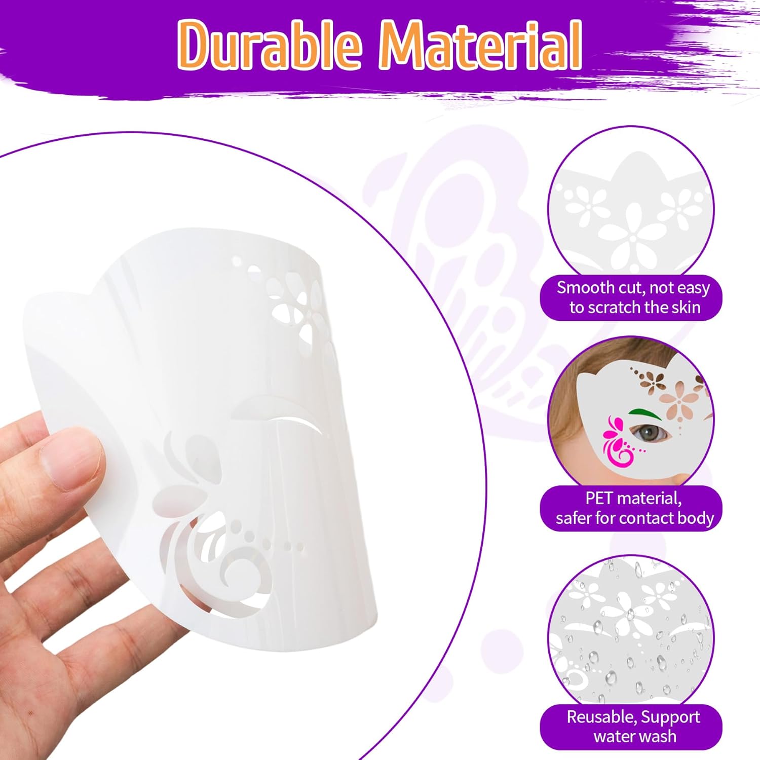 28 Pcs Face Paint Stencils Kit, Reusable Facial Painting Stencils for Kids & Adults, Painting Art Templates for Halloween Party Makeup - Image 3