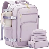 Vista 18 de LOVEVOOK Mochila de viaje para mujer y hombre, Beige, Mochilas de viaje